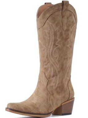 Women’s Western Mid-Calf Boots, Classic Cowgirl Style with Pointed Snip Toe